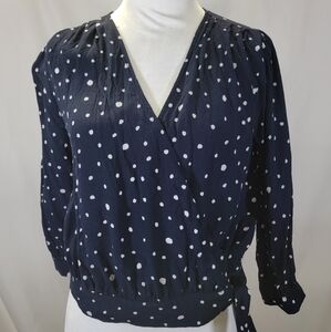 Navy Polka‎ Dot Wrap Top AQUA Brand Size Small